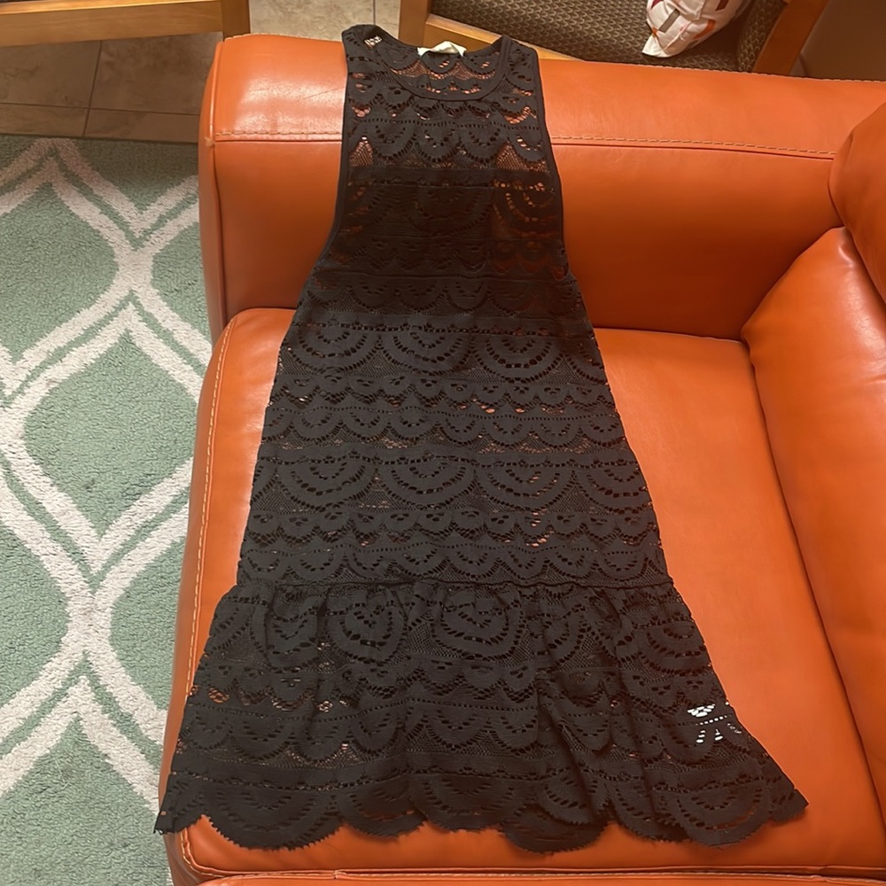 Black lace swim cover-up